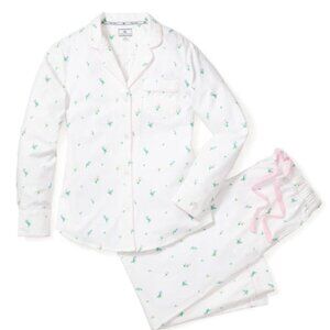 Petite Plume Women's Twill Cotton Pajama Set in Tulips - Size Small